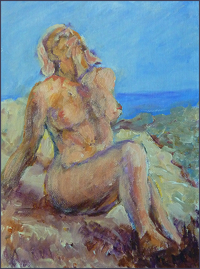 vrouwelijk naakt op het strand